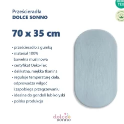 Prześcieradło muślinowe 75x35 cm do kołyski gondoli kosza Mojżesza | Khaki - Dolce Sonno