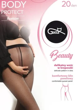 Rajstopy ciążowe Body Protect 20den, czarne w kropeczki | Gatta