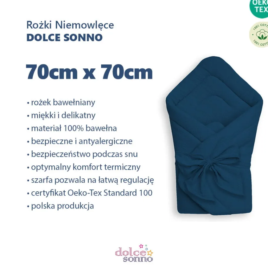 Rożek niemowlęcy muślinowy Double Gauze - Granat | Dolce Sonno