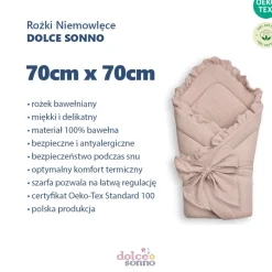 Rożek niemowlęcy muślinowy z falbanką Double Gauze - Beż | Dolce Sonno