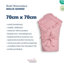 Rożek niemowlęcy muślinowy z falbanką Double Gauze - Brudny Róż | Dolce Sonno