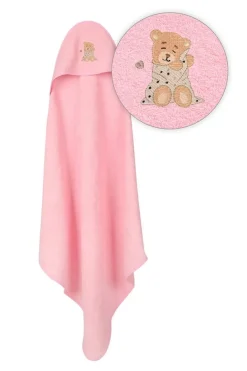 Różowe okrycie kąpielowe frotte 100x100 | Maxi - BabyMatex
