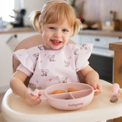 Silikonowy talerzyk z przyssawką i przykrywką Różowy BabyOno 1661/02