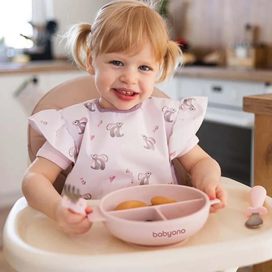 Silikonowy talerzyk z przyssawką i przykrywką Różowy BabyOno 1661/02