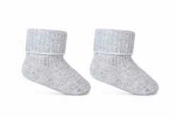 Skarpetki niemowlęce , bezuciskowe, wywijane, prążek, szare - Be Snazzy