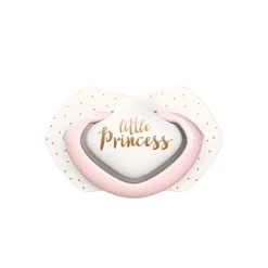 Smoczek 2 szt. 0-6 msc uspokajający silikonowy symetryczny Little Princess biały/różowy | Canpol