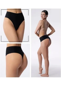 Stringi Maxi damskie z delikatnej mikrofibry - czarne | Julimex