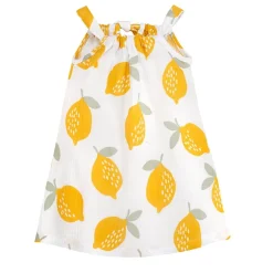 Sukienka muślinowa ecru w cytryny - Muslin Lemons | Pinokio