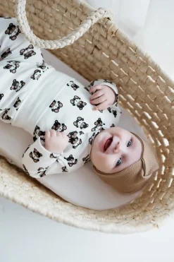 Szeroka opaska przeplatana dla dzieci i niemowląt Kalinka/Kawa -  Dolce Sonno