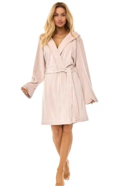 Szlafrok damski krótki z kapturem Luna - Angora  | L&L 2509