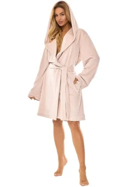 Szlafrok damski krótki z kapturem Luna - Angora | L&L 2509