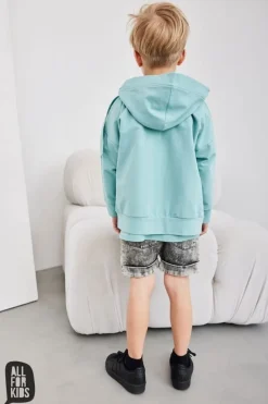 Szorty chłopięce, krótkie spodenki jeansowe grafit - All for Kids