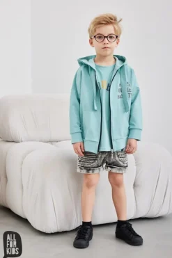 Szorty chłopięce, krótkie spodenki jeansowe grafit - All for Kids