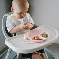 Talerzyk silikonowy z przyssawką dla niemowląt - różowy | Babyono 1482/02