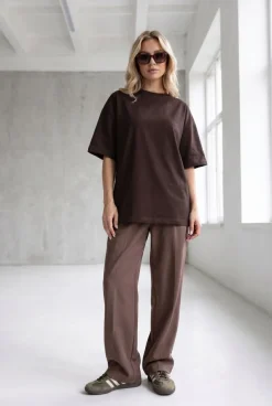 T-SHIRT LINNET OVERSIZE Dark Chocolate -  Wualaa Women