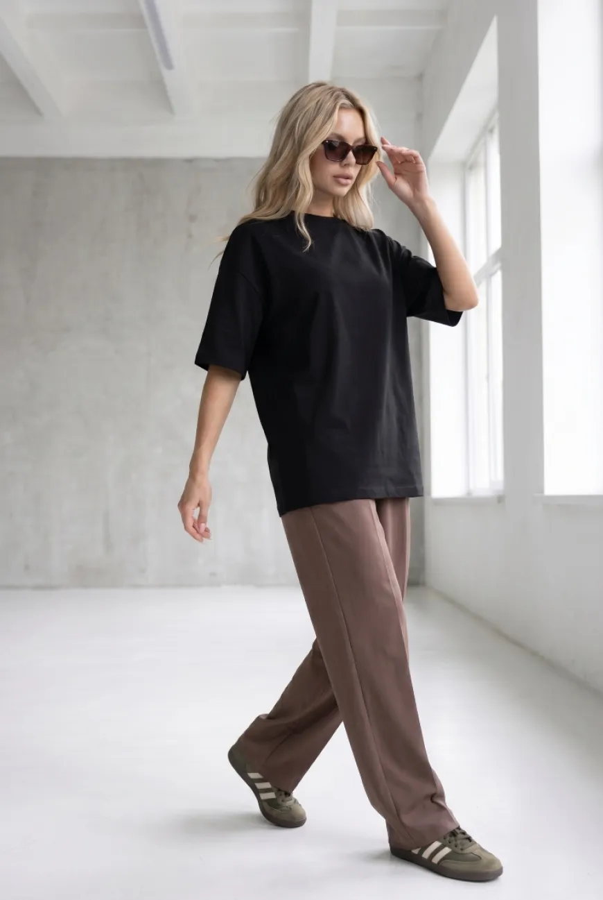 T-SHIRT LINNET OVERSIZE Midnight Black - Wualaa Women