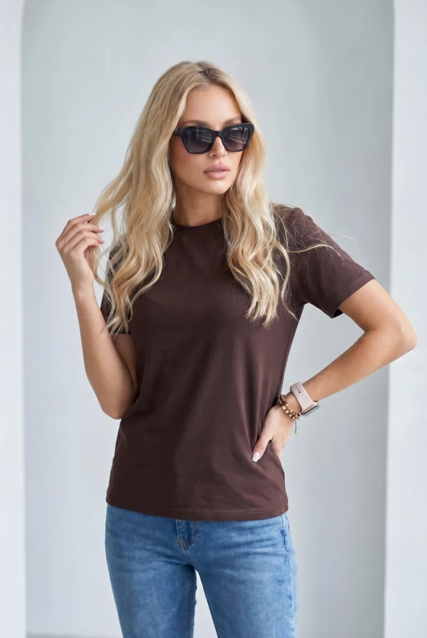 T-SHIRT MAYBEL REGULAR Dark Chocolate - Wualaa Women