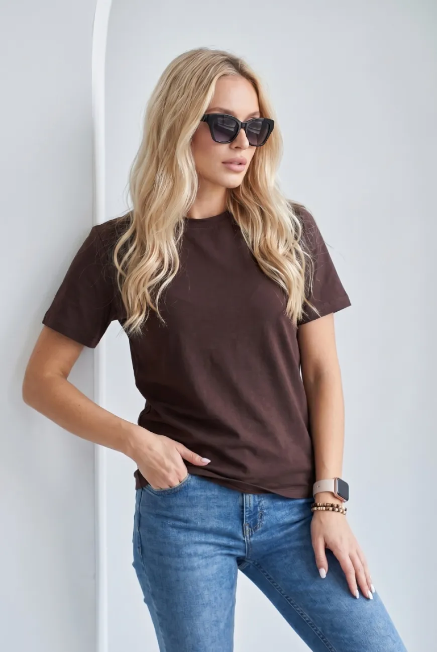 T-SHIRT MAYBEL REGULAR Dark Chocolate - Wualaa Women