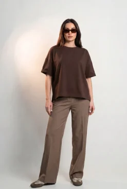 T-SHIRT OPHELIA BOXY-FIT Dark Chocolate - Wualaa Women