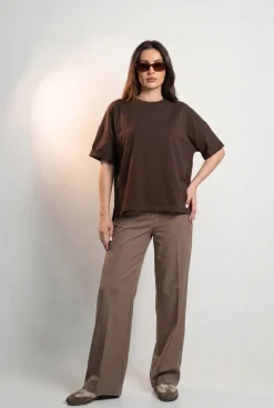 T-SHIRT OPHELIA BOXY-FIT Dark Chocolate -  Wualaa Women