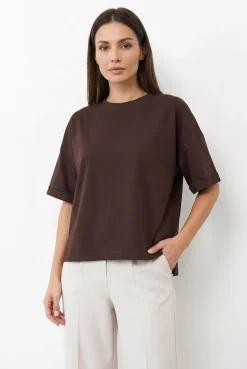 T-SHIRT OPHELIA BOXY-FIT Dark Chocolate - Wualaa Women