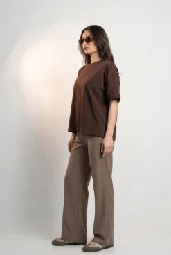 T-SHIRT OPHELIA BOXY-FIT Dark Chocolate - Wualaa Women