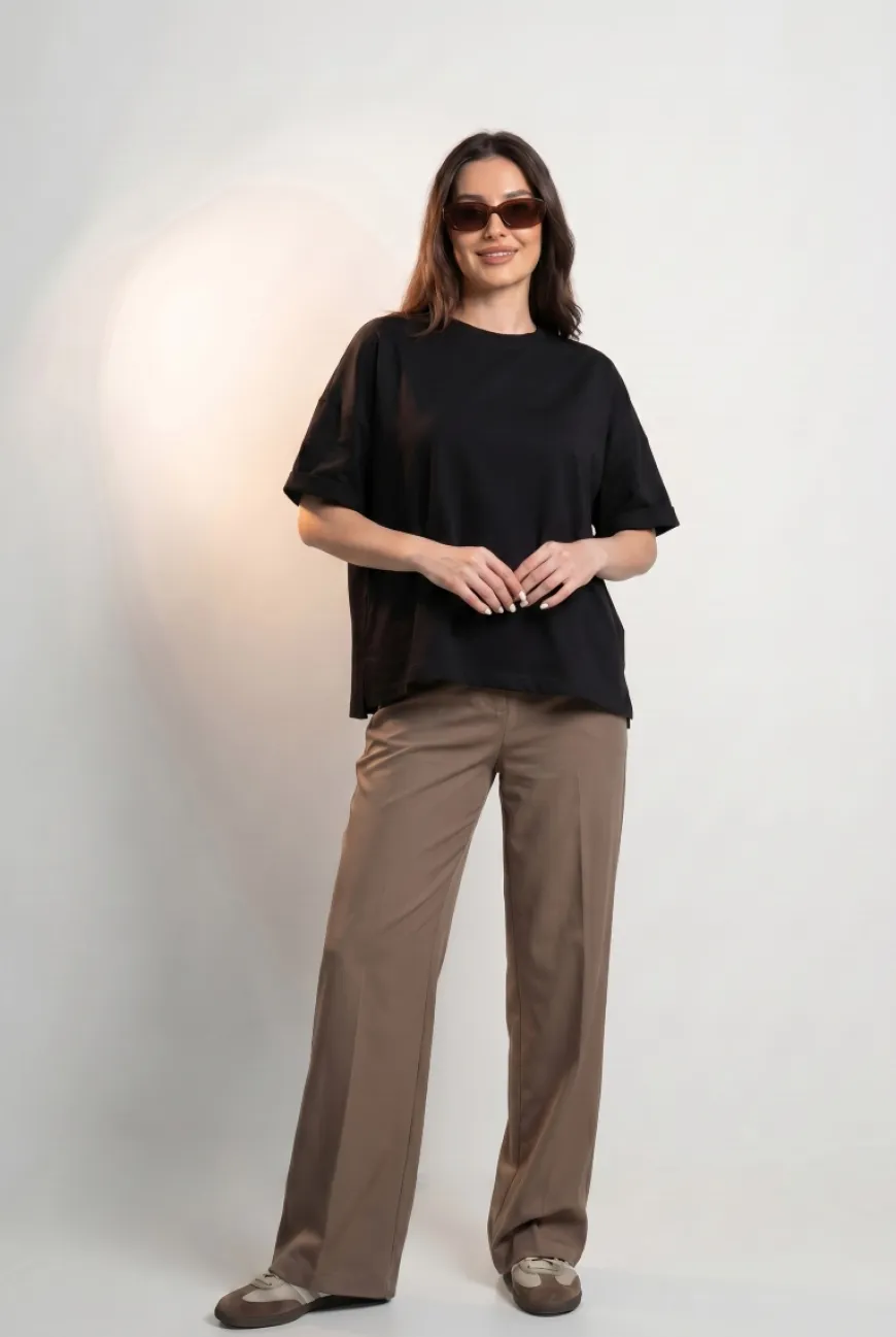 T-SHIRT OPHELIA BOXY-FIT Midnight Black - Wualaa Women
