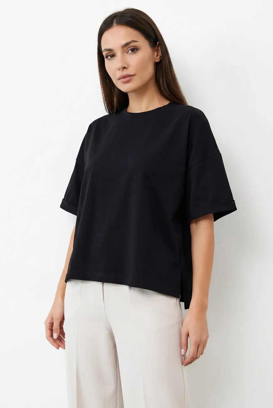 T-SHIRT OPHELIA BOXY-FIT Midnight Black - Wualaa Women