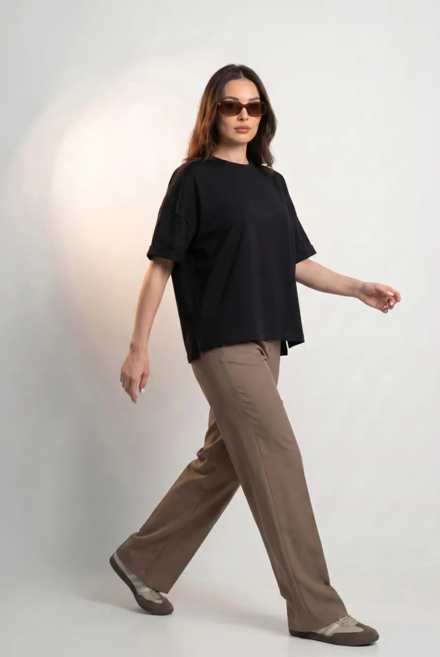 T-SHIRT OPHELIA BOXY-FIT Midnight Black - Wualaa Women