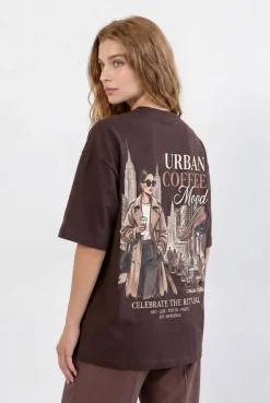 T-shirt Oversize Coffee Mood Dark Chocolate – Wualaa Women
