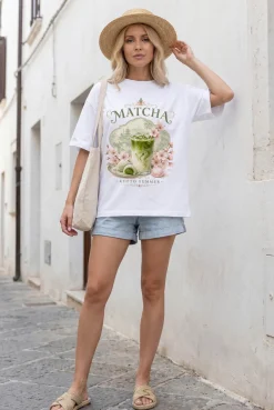 T-shirt Oversize Matcha White – Wualaa Women