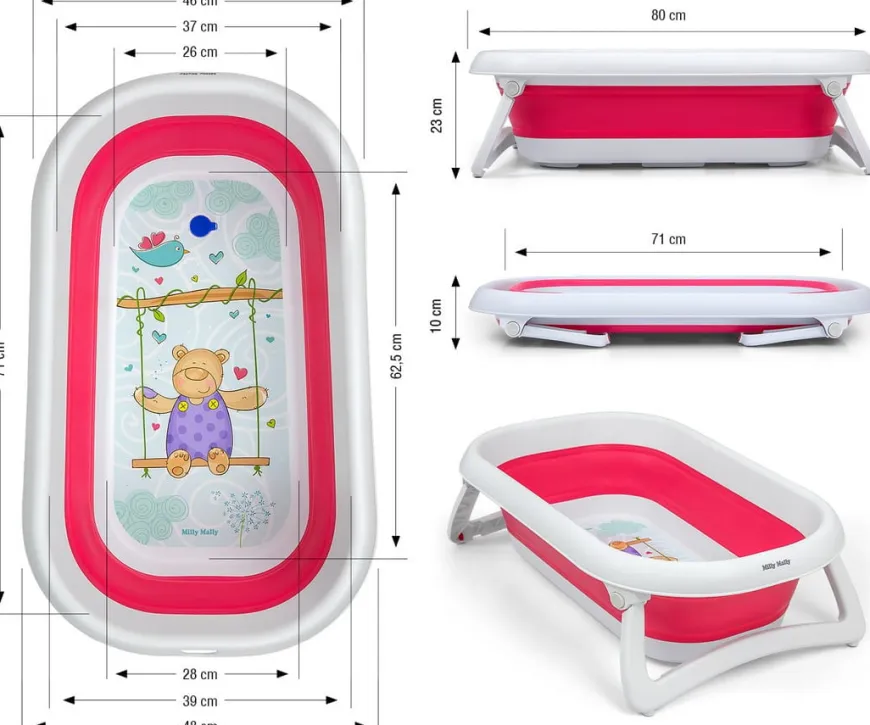 Wanienka składana dla niemowląt Aqua Pink Milly Mally