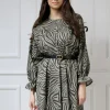 WUALAA Women - Sukienka damska AMBER Oversize Zebra Khaki
