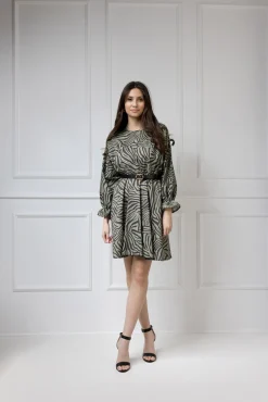 WUALAA Women - Sukienka damska AMBER Oversize Zebra Khaki