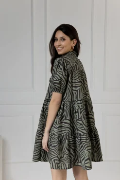 WUALAA Women - Sukienka damska CINDY Zebra Khaki