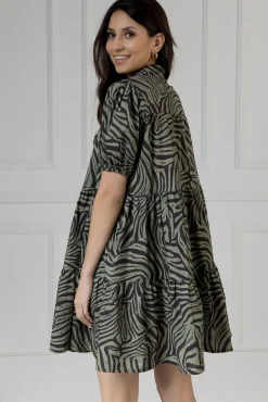 WUALAA Women - Sukienka damska CINDY Zebra Khaki