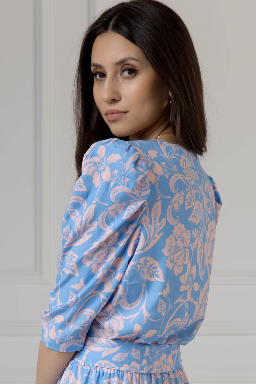 WUALAA Women - Sukienka damska HARPER Rustic Symphony Blue/Apricot