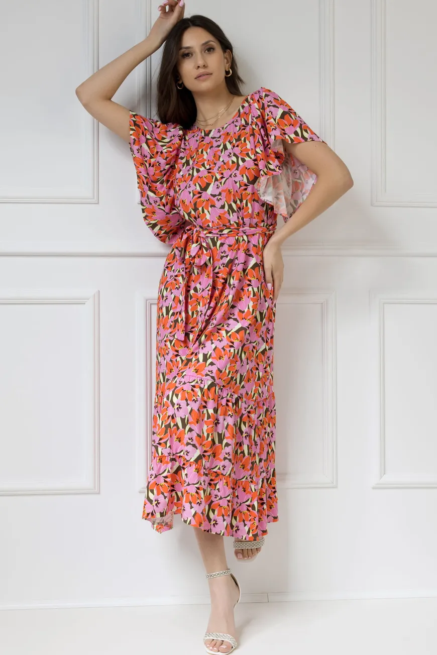 WUALAA Women - Sukienka damska midi SANVI Floral Delight