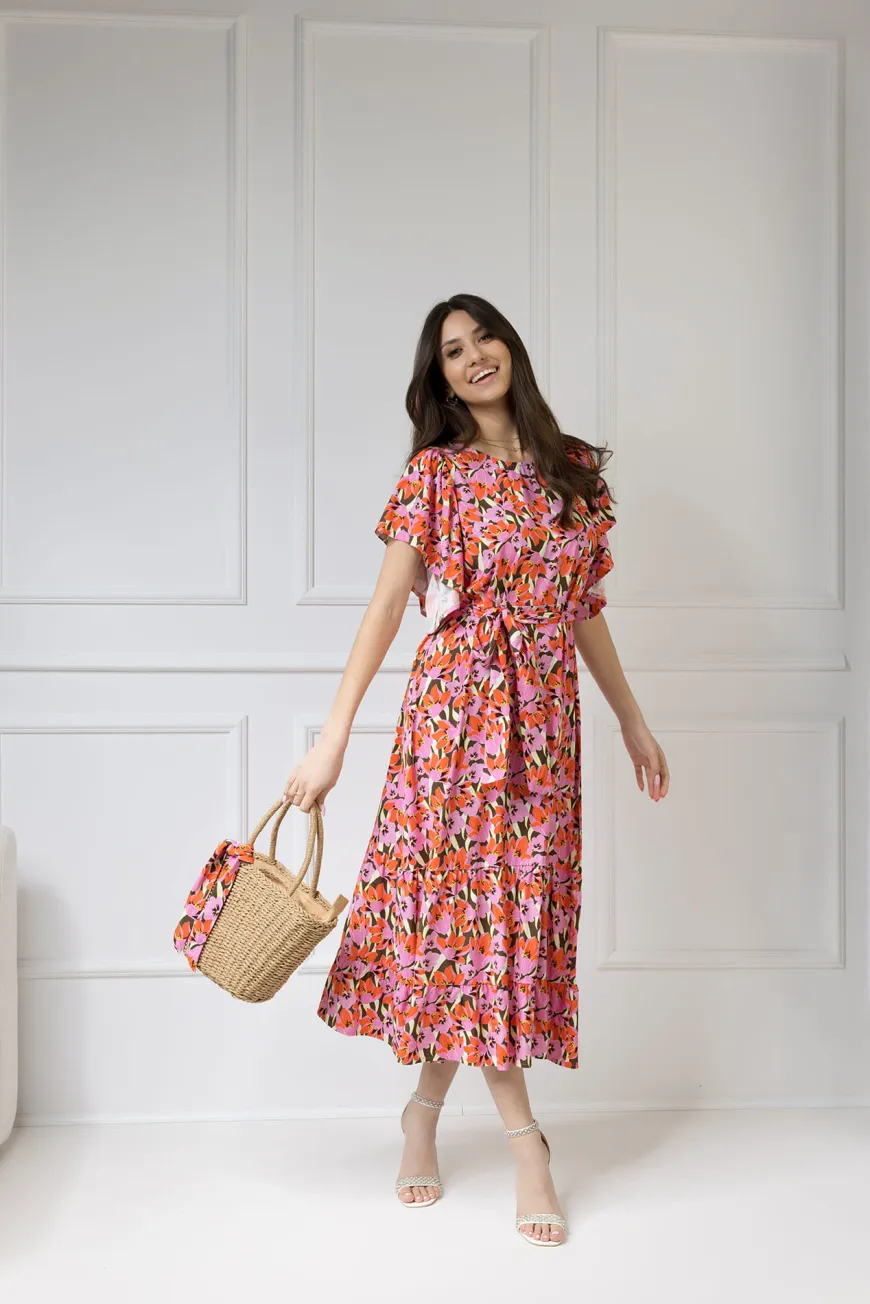 WUALAA Women - Sukienka damska midi SANVI Floral Delight