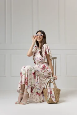 WUALAA Women - Sukienka damska midi SANVI Romantic Flowers