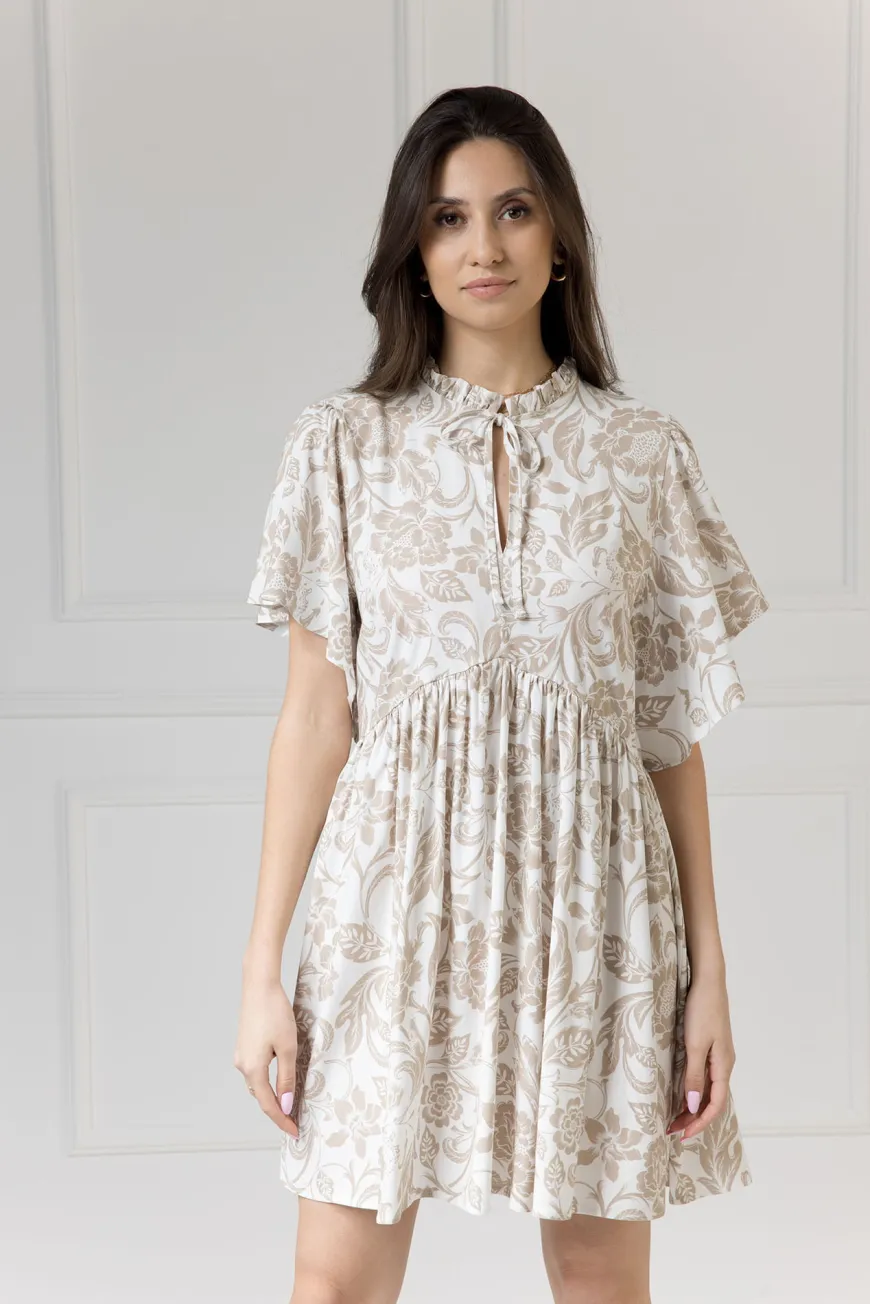 WUALAA Women - Sukienka damska SARA Rustic Symphony Latte/White