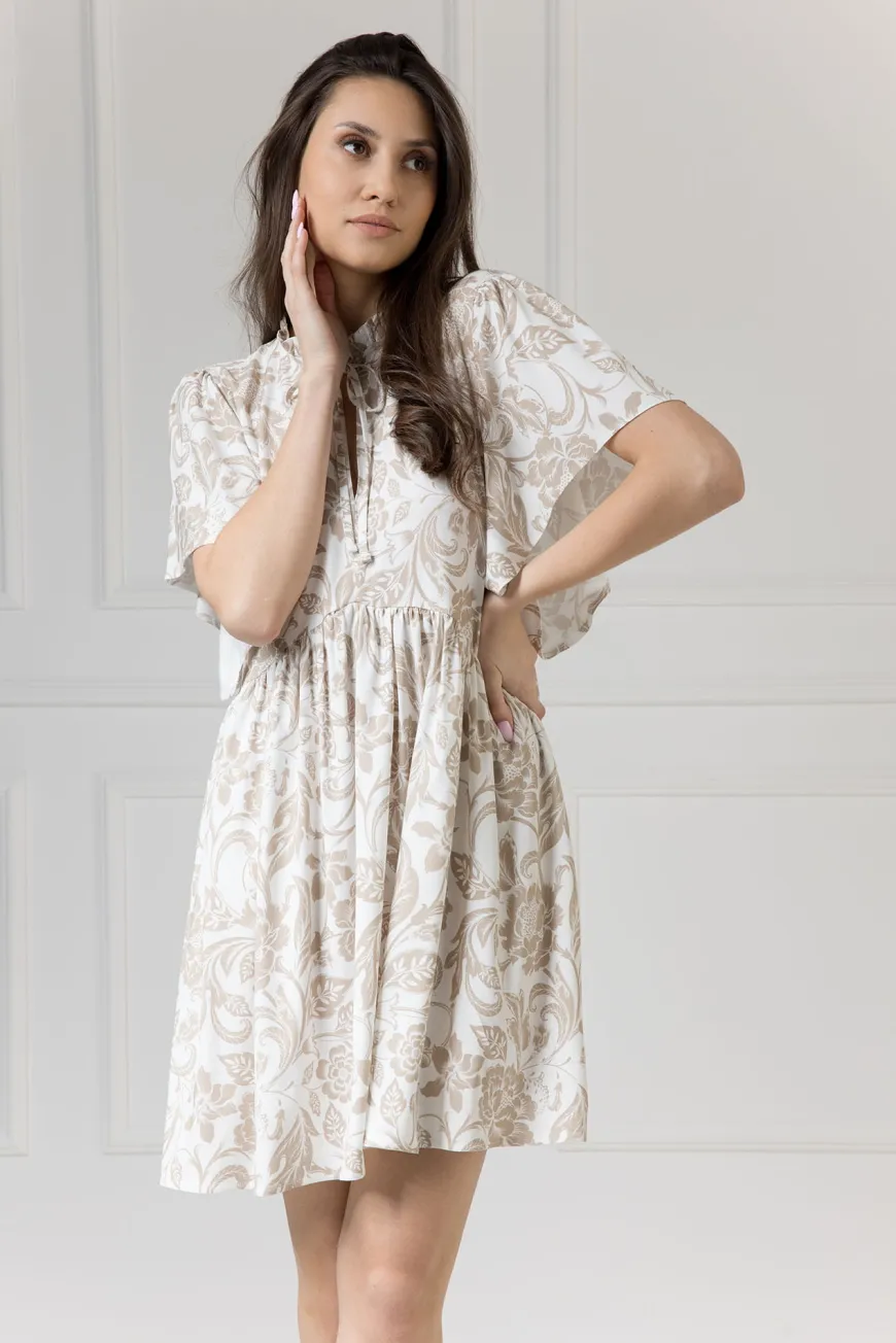 WUALAA Women - Sukienka damska SARA Rustic Symphony Latte/White