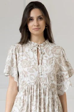 WUALAA Women - Sukienka damska SARA Rustic Symphony Latte/White