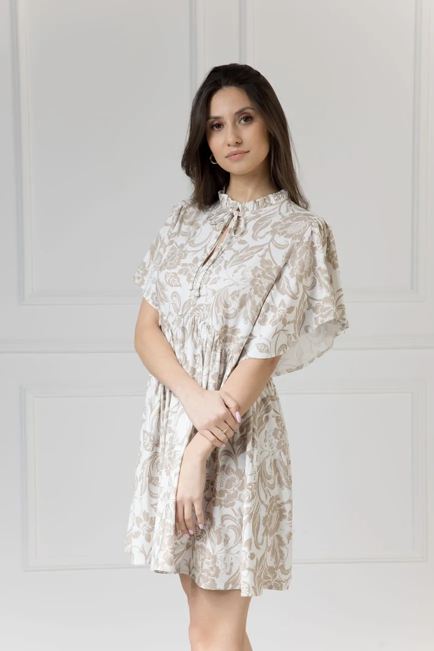 WUALAA Women - Sukienka damska SARA Rustic Symphony Latte/White