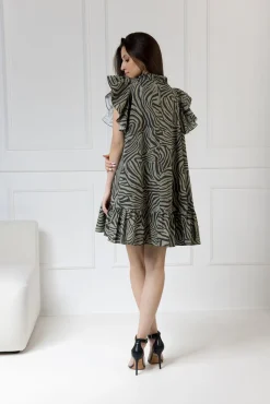 WUALAA Women - Sukienka damska ZOYA Zebra Khaki
