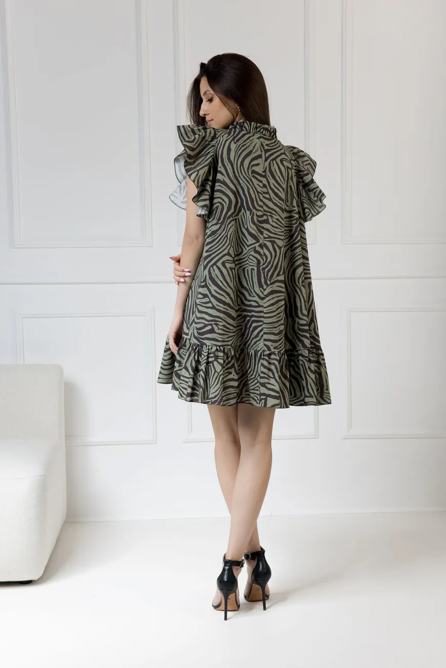 WUALAA Women - Sukienka damska ZOYA Zebra Khaki
