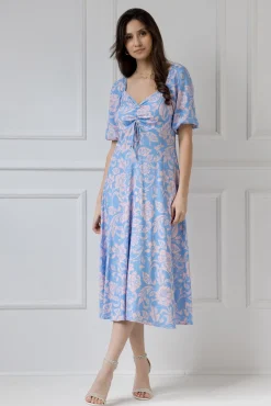WUALAA Women - Sukienka midi CHLOE Rustic Symphony Blue/Apricot