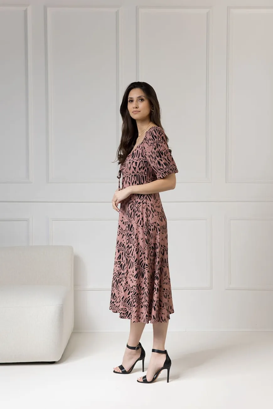WUALAA Women - Sukienka midi CHLOE Safari Dusty Pink
