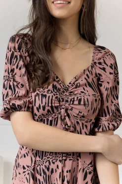 WUALAA Women - Sukienka midi CHLOE Safari Dusty Pink