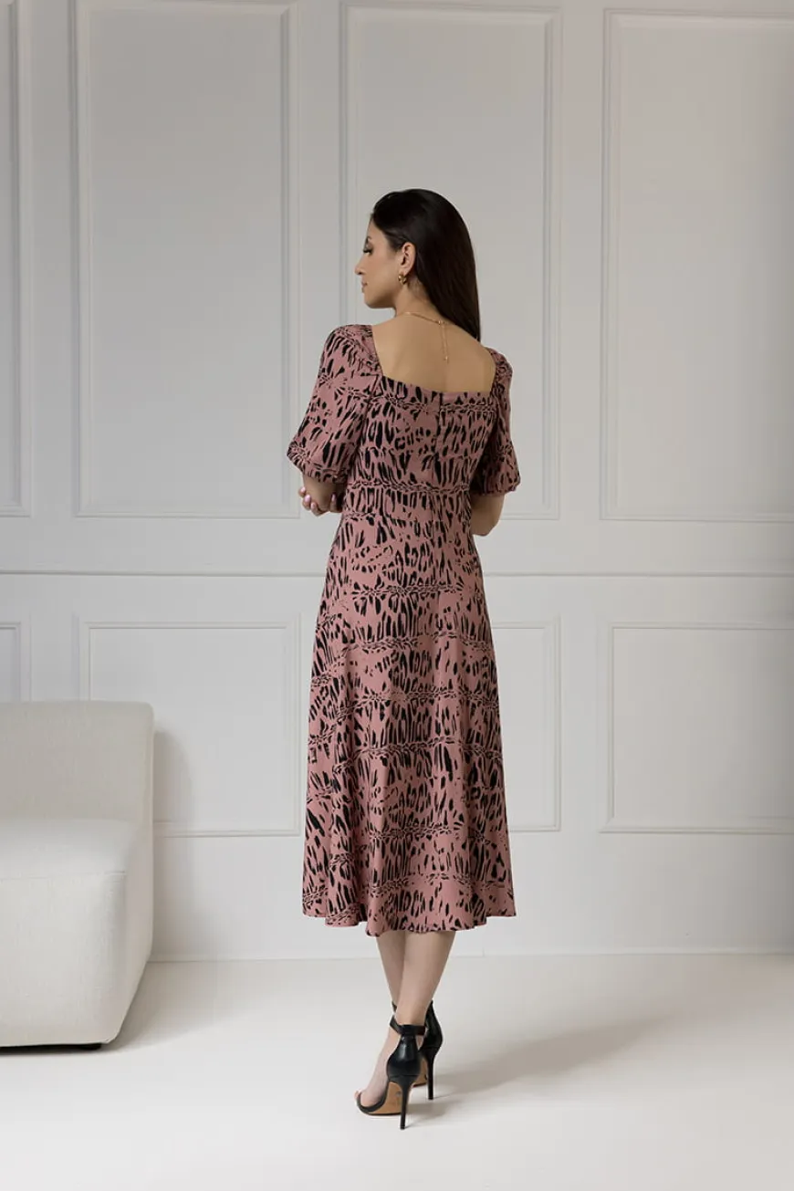 WUALAA Women - Sukienka midi CHLOE Safari Dusty Pink